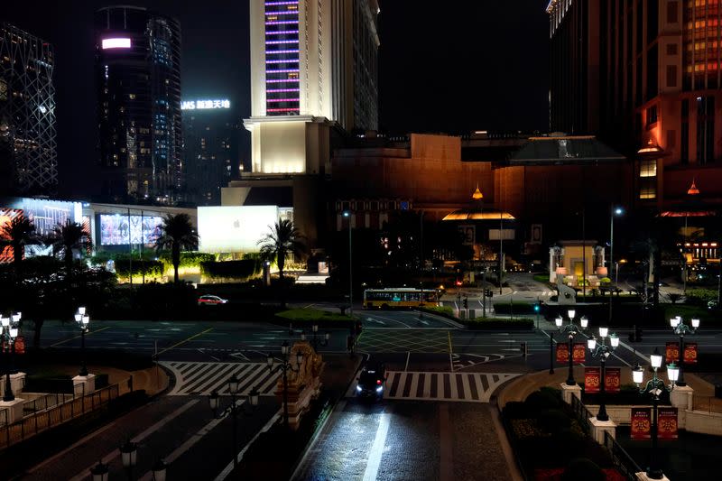 FILE PHOTO: A general view shows casinos and hotels following the coronavirus outbreak in Macau