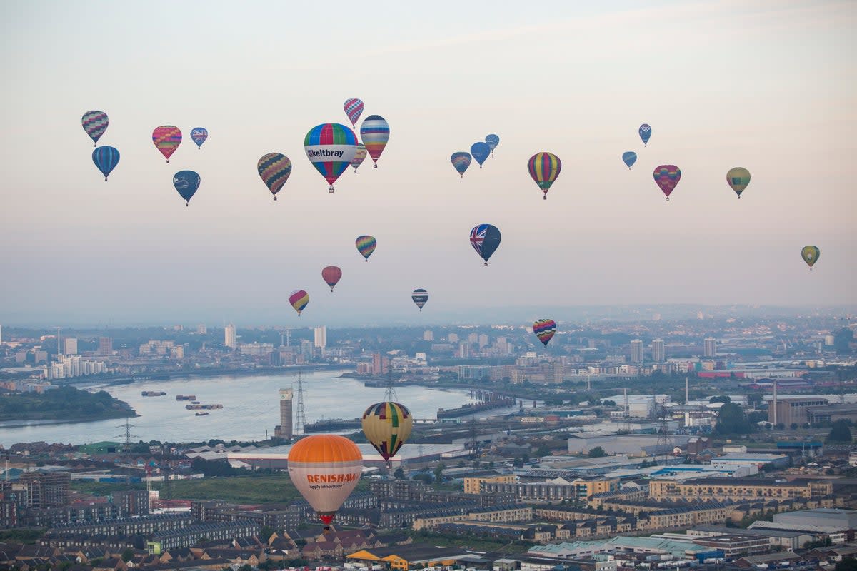 Hot air balloons over the London skyline (Getty Images)