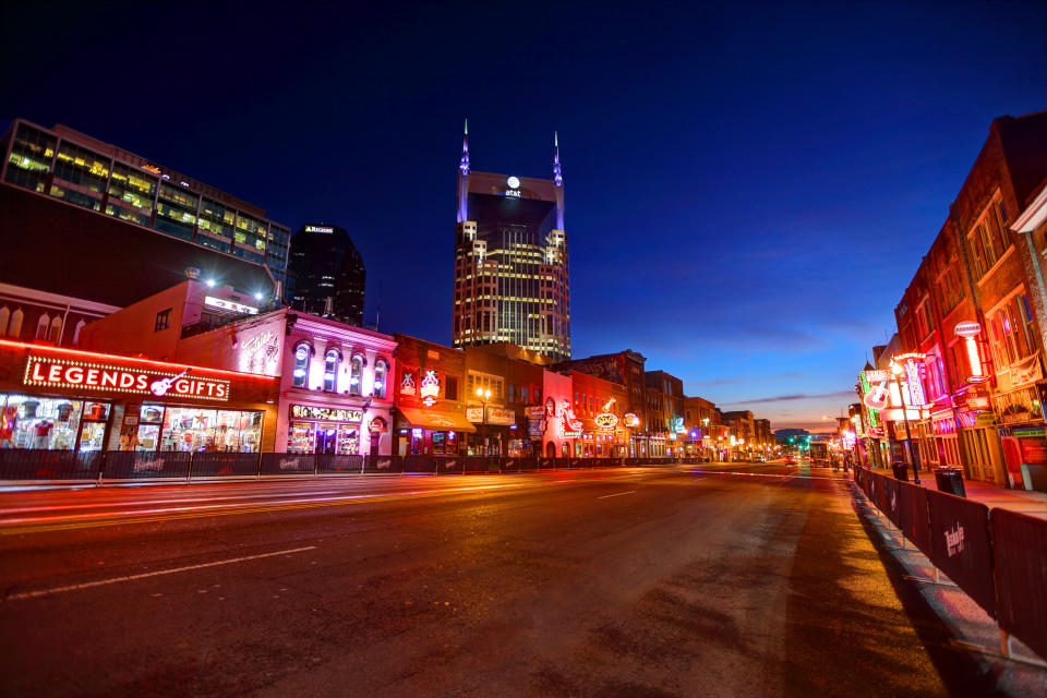 Broadway in downtown Nashville, Tennessee. Lower Broadway is a renowned entertainment district for country music. Nashville is the capital of the U.S. state of Tennessee. Nashville is known as the country-music capital of the world. The city is also known for its culture and commerce and great bar scene.