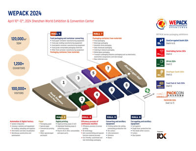 WEPACK 2024 floor plan at the Shenzhen World Exhibition & Convention Center (Bao'an New Hall)