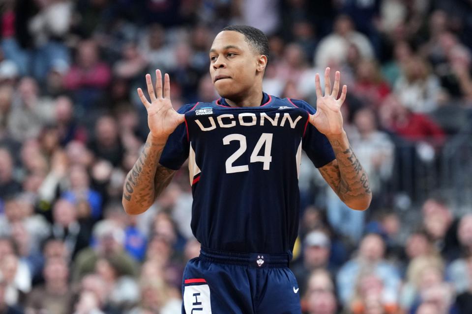 “UConn is back,” Jordan Hawkins said after the Huskies' Elite Eight victory over Gonzaga.