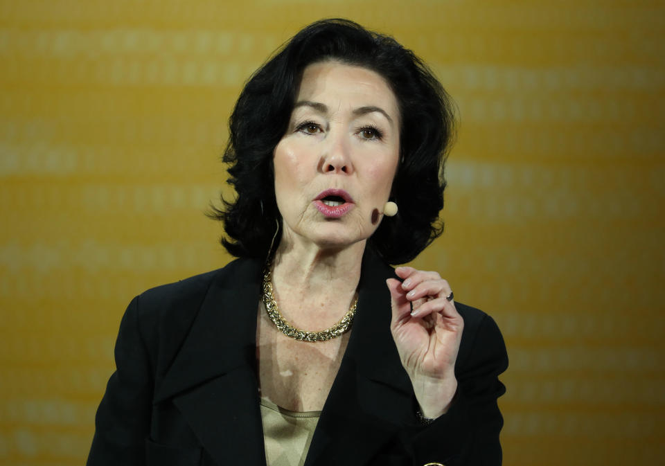 SAN FRANCISCO, CALIFORNIA - SEPTEMBER 17: Oracle CEO Safra Catz delivers a keynote address during the 2019 Oracle OpenWorld on September 17, 2019 in San Francisco, California. Oracle CEO Safra Catz kicked off day two of the 2019 Oracle OpenWorld with a keynote address. The annual convention runs through September 19.  (Photo by Justin Sullivan/Getty Images)