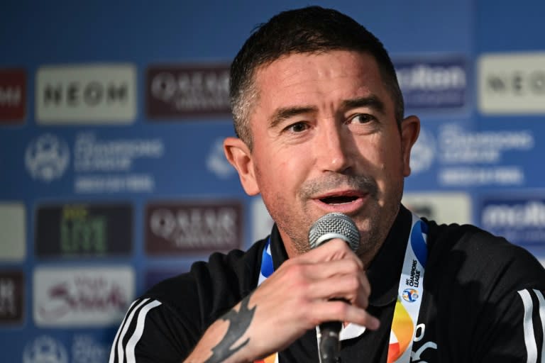 Harry Kewell, the Australian head coach of <a class="link " href="https://sports.yahoo.com/soccer/teams/japan/" data-i13n="sec:content-canvas;subsec:anchor_text;elm:context_link" data-ylk="slk:Japan;sec:content-canvas;subsec:anchor_text;elm:context_link;itc:0">Japan</a>'s Yokohama F-Marinos, speaks at a news conference at Nissan Stadium before the first leg of the AFC Champions League final against UAE’s Al Ain (Yuichi YAMAZAKI)