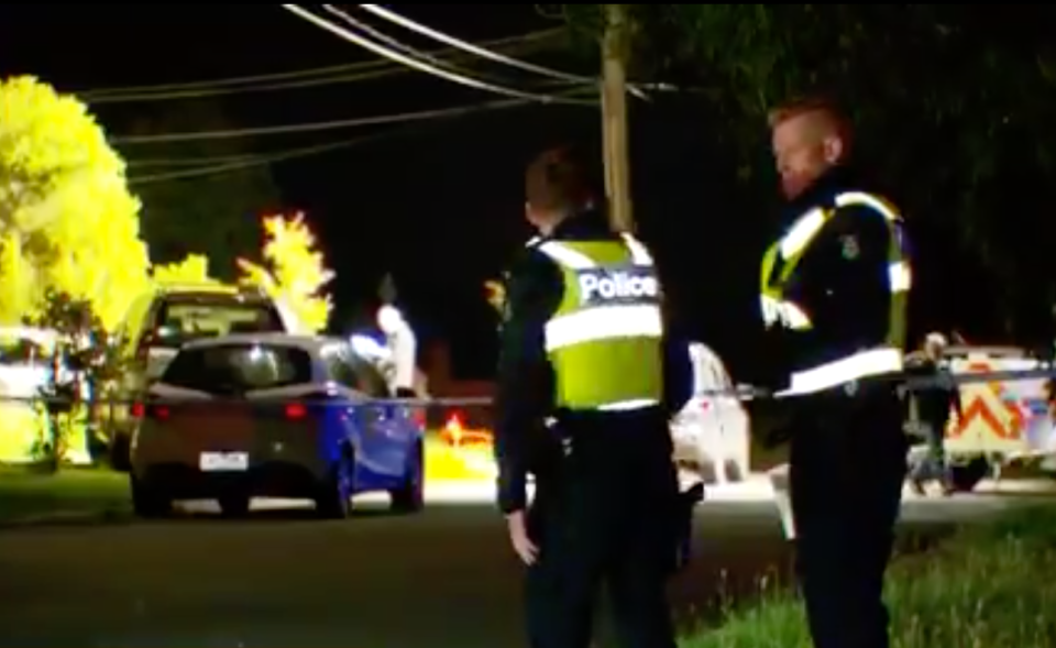 Two officers at the scene in St Albans on Thursday night. 