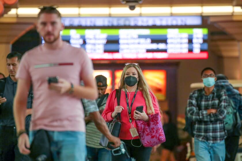 Some commuters choose to use at Union Station on Tuesday, July 12, 2022 in Los Angeles, CA.