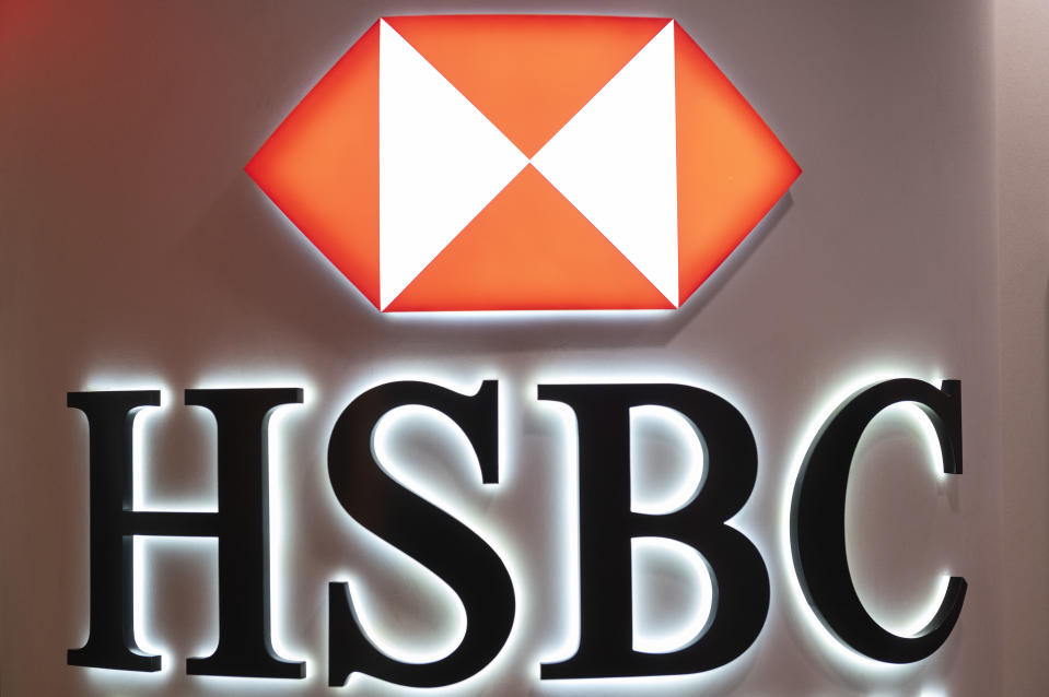 British multinational banking and financial services holding company HSBC logo is seen in Hong Kong. (Photo by Budrul Chukrut / SOPA Images/Sipa USA)