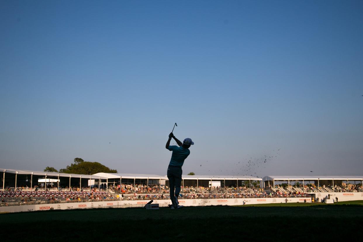 Eric Cole tees off at the 17th hole during the final round of the Honda Classic at PGA National Resort & Spa on Sunday, February 26, 2023, in Palm Beach Gardens, FL.