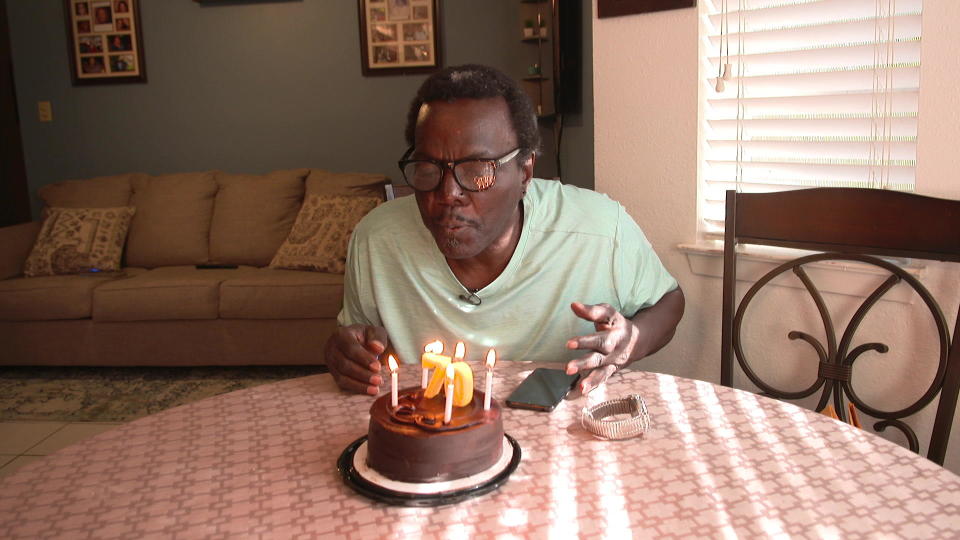 Vincent Simmons blowing out his birthday candles. / Credit: CBS News