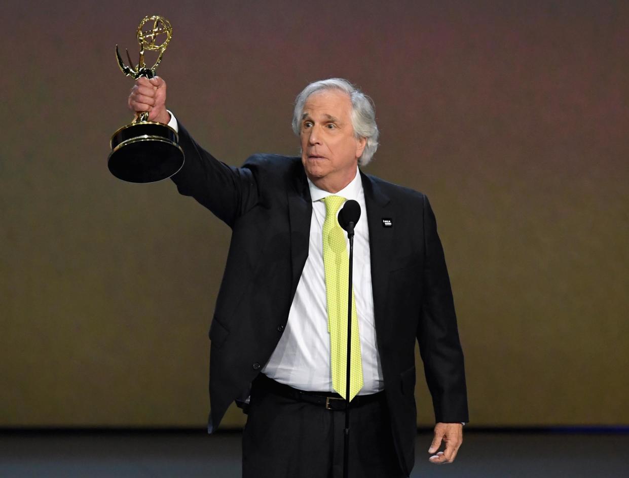 Henry Winkler accepts his first Emmy: Kevin Winter/Getty Images