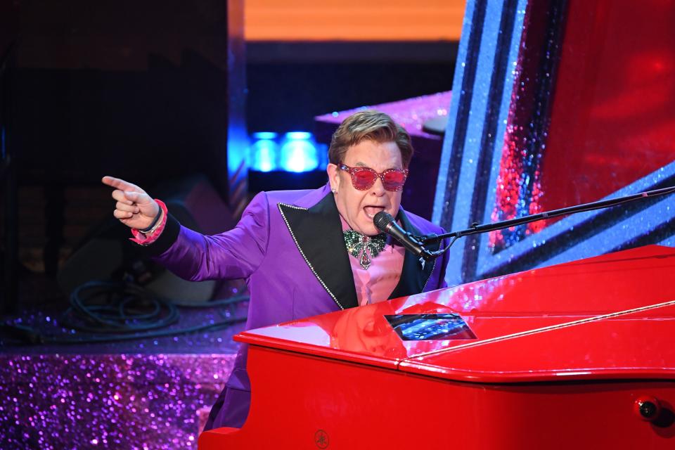 Elton John belted out "(I'm Gonna) Love Me Again" from "Rocketman," which went on to get him an Oscar for best original song.