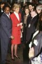 <p>The next day, Diana visited the AIDS unit of Harlem Hospital. The Princess was so moved seeing the patients, that she unexpectedly picked up and <a href="https://apnews.com/86aba3240f517c4c63b49674c0555f7c#:~:text=NEW%20YORK%20(AP)%20_%20Britain's,old%20princess%20when%20she%20arrived." rel="nofollow noopener" target="_blank" data-ylk="slk:hugged;elm:context_link;itc:0;sec:content-canvas" class="link ">hugged</a> a 7-year-old patient. Diana was passionate about ending the stigma surrounding AIDS, especially the misconception at the time that it could be transmitted through casual contact. </p>