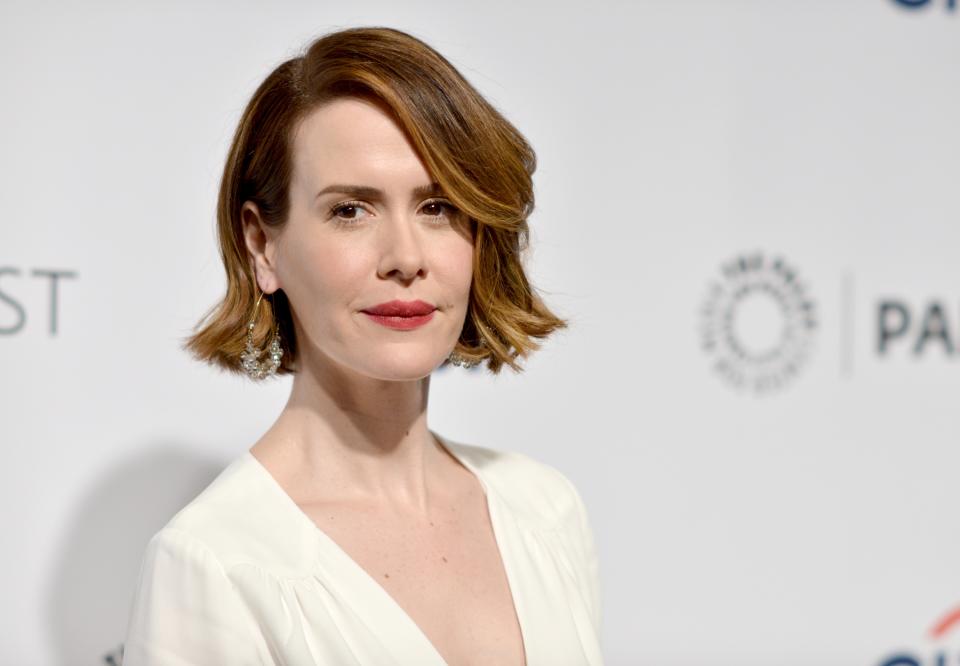 Sarah Paulson arrives at PALEYFEST 2014 - "American Horror Story: Coven" at the Kodak Theatre on Friday, March 28, 2014, in Los Angeles. (Photo by Richard Shotwell/Invision/AP)