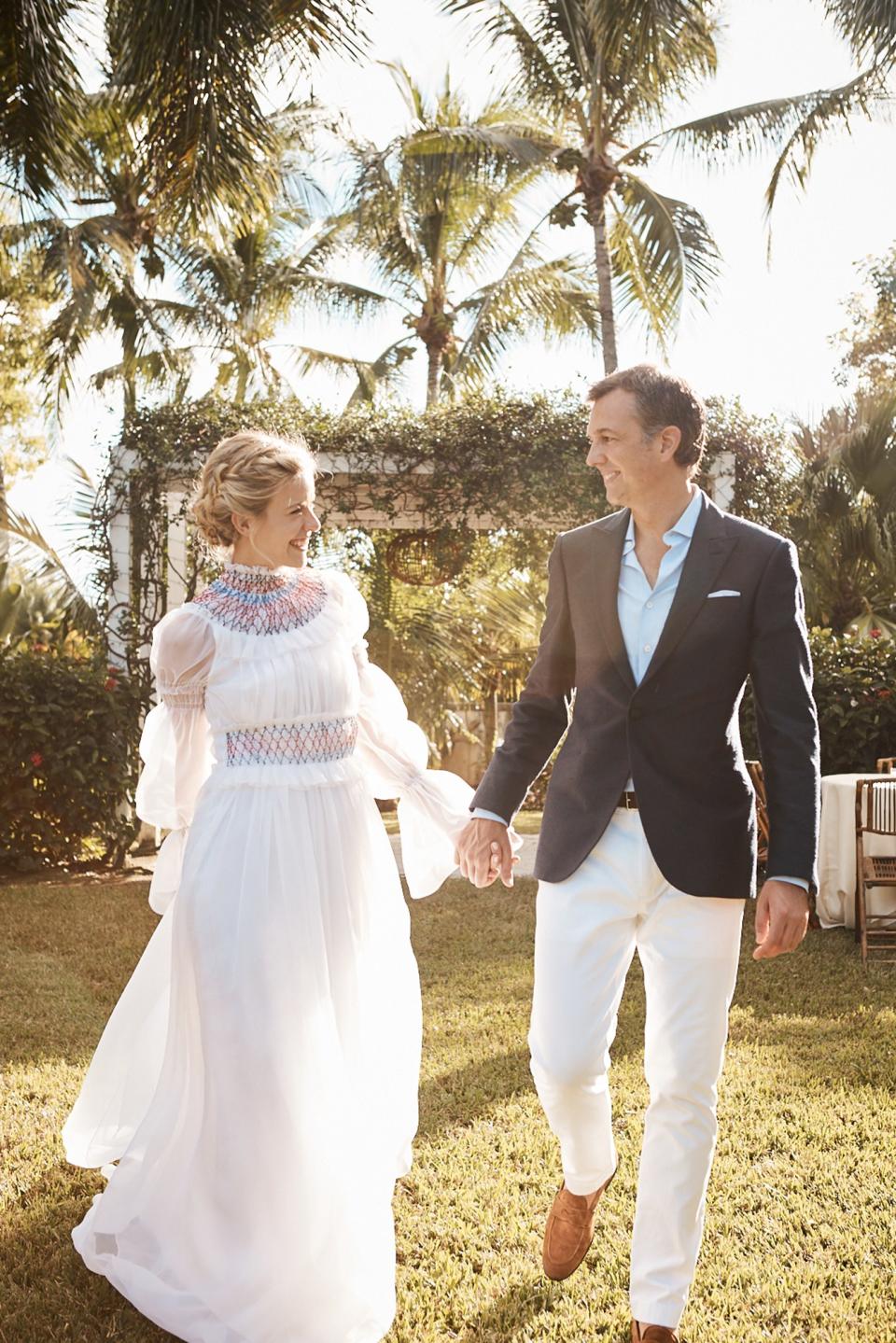 I wore a Carolina Herrera gown from the Spring 2019 collection. When I saw it, just two months before the wedding, I fell completely in love and with some help was able to convince Wes Gordon to make it for me in just under a month! (Thank you Wes!)