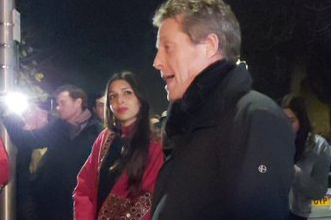 Hugh Grant, right, alongside Labour candidate for Chingford and Woodford Green Faiza Shaheen: Faiza Shaheen/Twitter