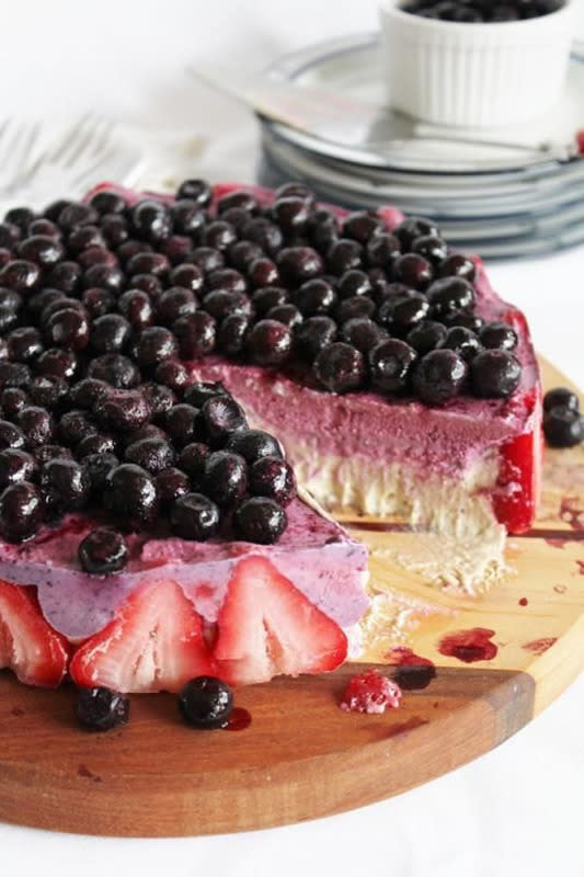 Vegan Blueberry Strawberry Banana Ice Cream Cake