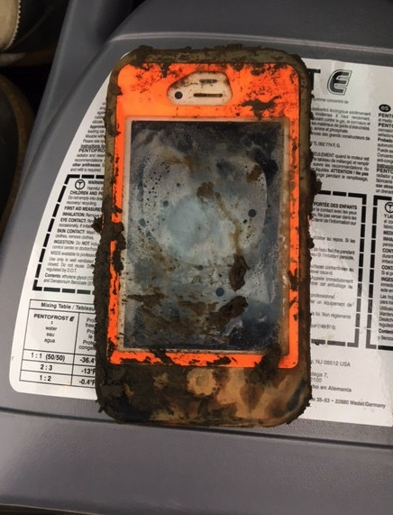 It's thought that the otter box casing might have helped the phone to survive (Picture: Daniel Kalgren)