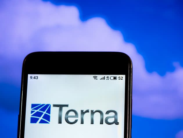 UKRAINE - 2019/07/11: In this photo illustration a Terna Energy logo seen displayed on a smartphone. (Photo Illustration by Igor Golovniov/SOPA Images/LightRocket via Getty Images) (Photo: SOPA Images via Getty Images)