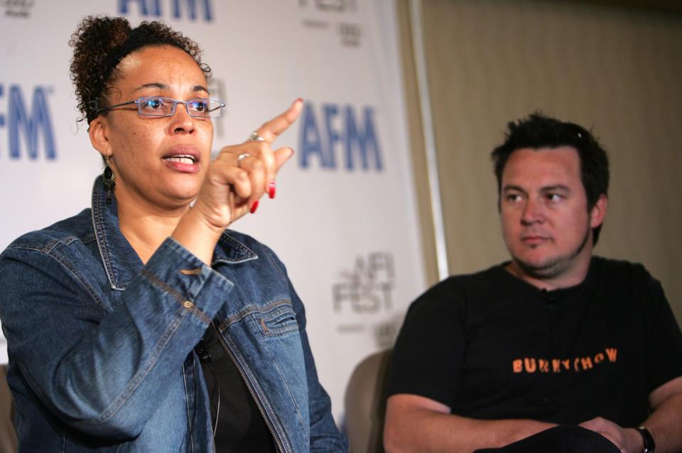 Filmmaker Ngozi Onwurah (L) and John Barker speak during the african voices panel at the American Film Market held at Loews Santa Monica Beach Hotel on November 4, 2006 in Santa Monica, California. 