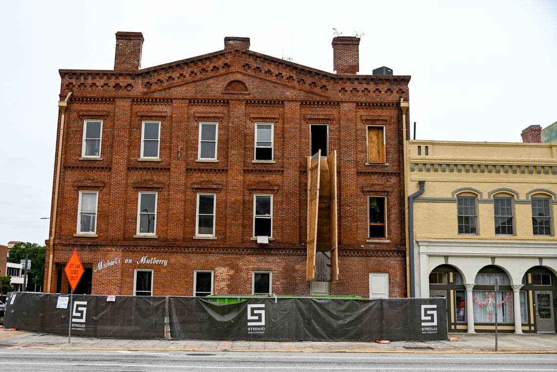 The historic Washington Block building at the corner of Mulberry and Second Streets in downtown Macon is under restoration by the new owner and developer.