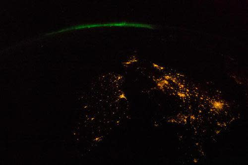 Northern lights photo taken from space