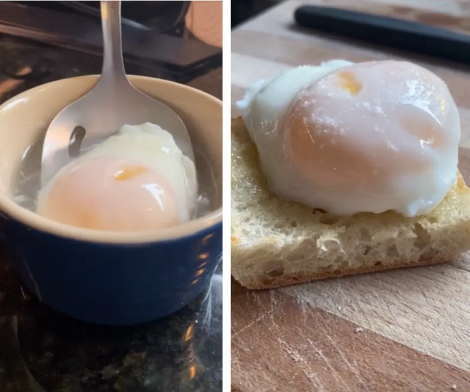 Air fryers have once again made the ultimate cooking hack in its ability to make the perfect poached egg. Source: TikTok/user@blendedbybell