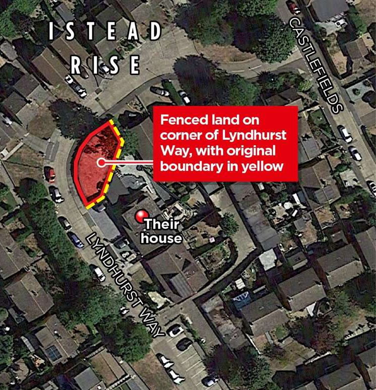 Hickson paid £5,000 to buy the 'unused' patch of grass in Istead Rise, near Gravesend, from developers P J Brazier and Company Limited in 2018. (SWNS)