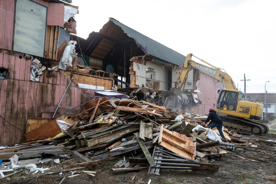 The Bamboo Bar, a local club where many people including the cast of MTV's Jersey Shore frequently hung out and partied, is demolished. It will be replaced with condos and retail stores as the Boulevard is redeveloped.                                                                                      Seaside Heights, NJFriday, October 29, 2021  