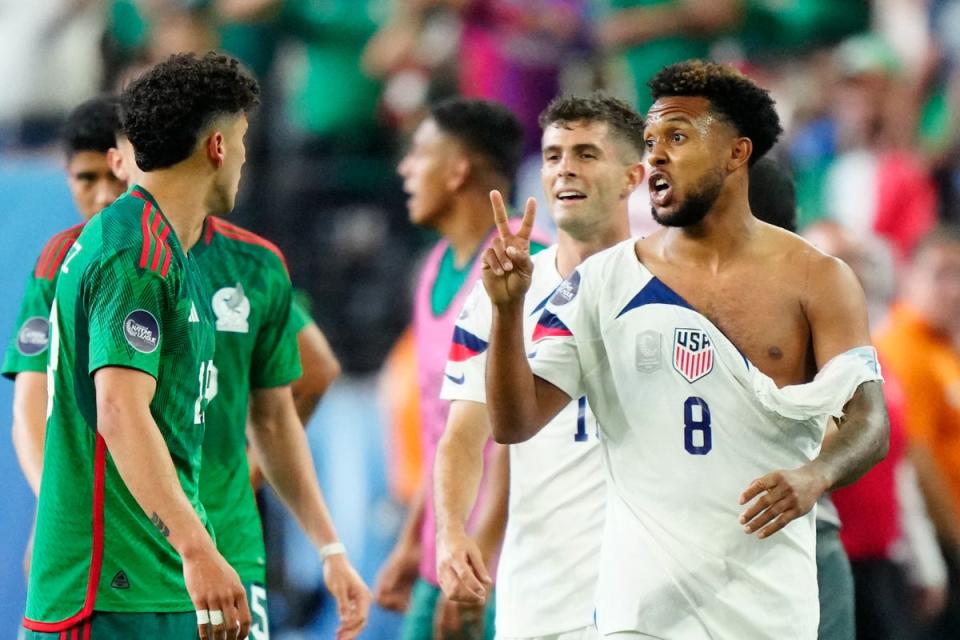 Weston McKennie was one of four players sent off as the USA beat Mexico  (Getty Images)