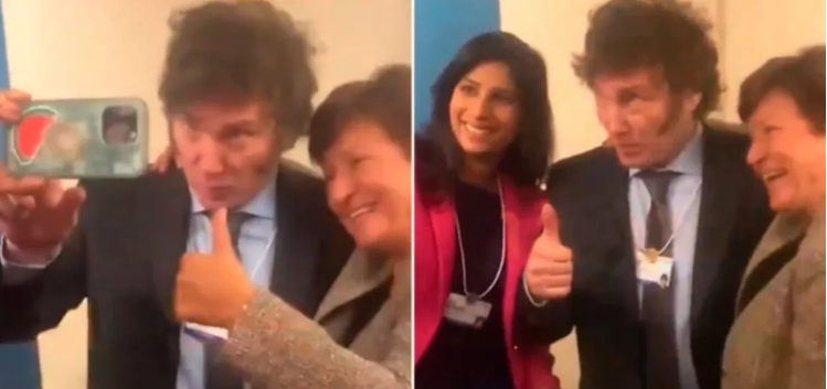 Una situación extraña en Davos: las principales directivas del FMI, Kristalina Georgieva y Gita Gopinath, pidiéndole una selfie a Milei tras su discurso en contra de la 