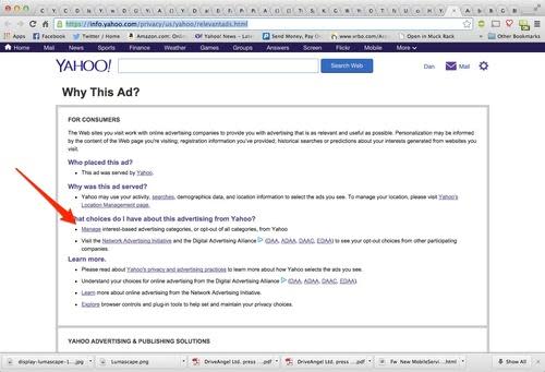 Yahoo 'Why This Ad' screen