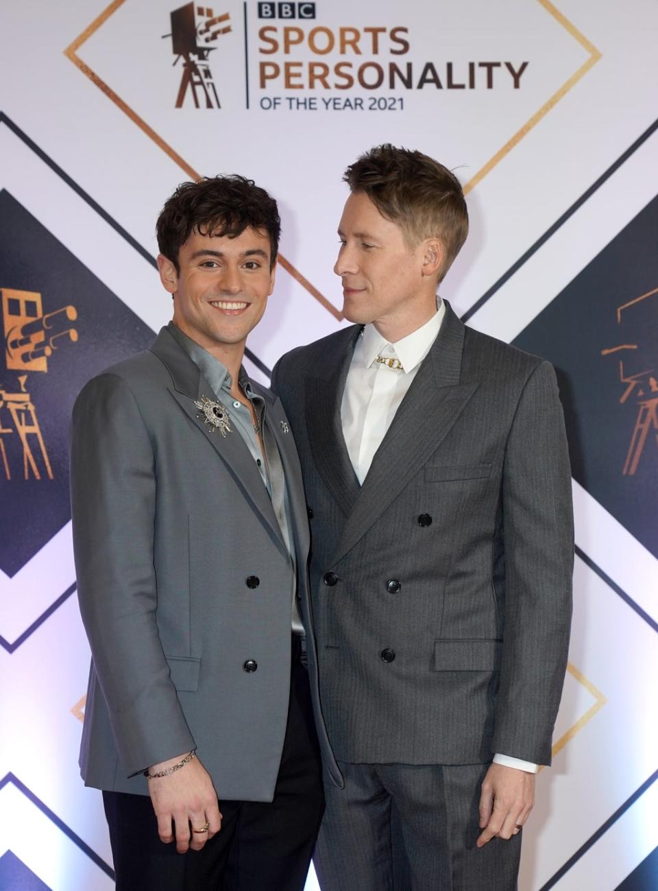 Tom Daley, pictured with husband Dustin Lance Black, won second at the Sports Personality of the Year awards last month (David Davies/PA) (PA Wire)