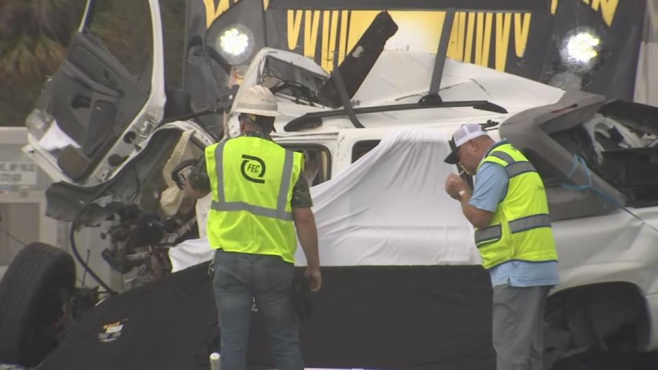 A Brightline train struck an SUV that was on the railroad tracks Friday afternoon, killing one person -- just two days after a Brightline train crashed into another vehicle on the tracks at the same crossing, the Melbourne Police Department said.