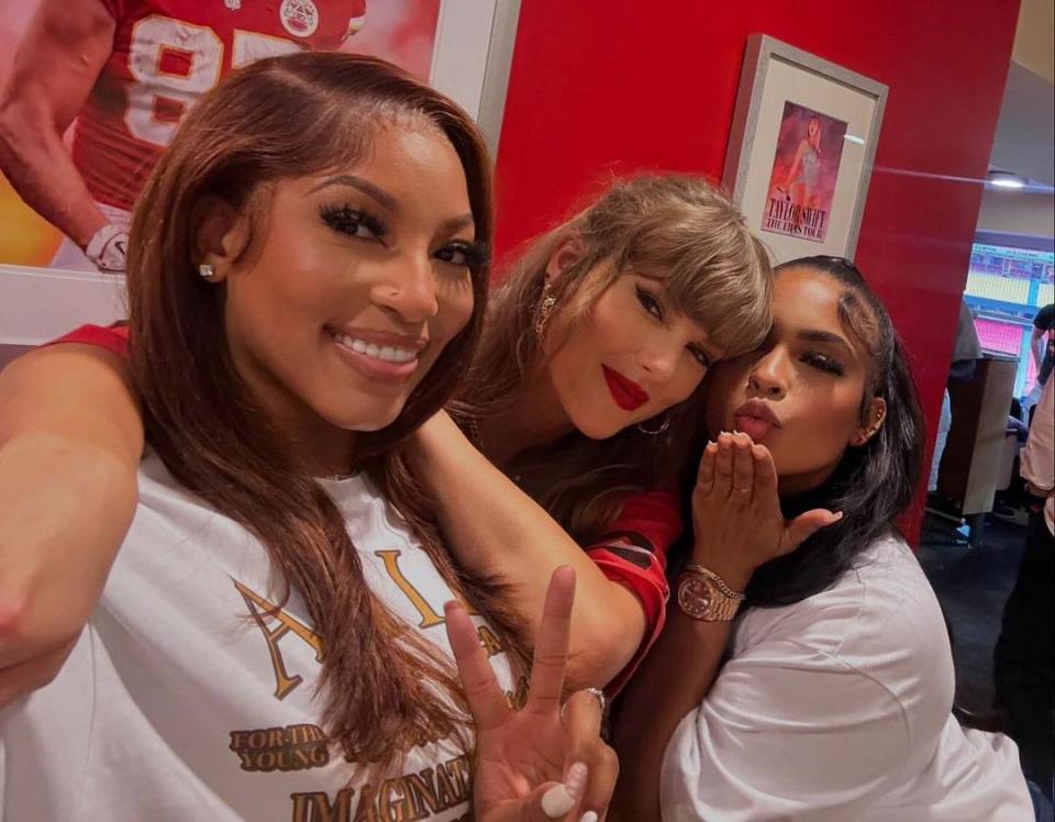 <p>Chariah Gordon/Instagram</p> Taylor Swift with Chariah Gordon (left) and Sheawna Weathersby (right)