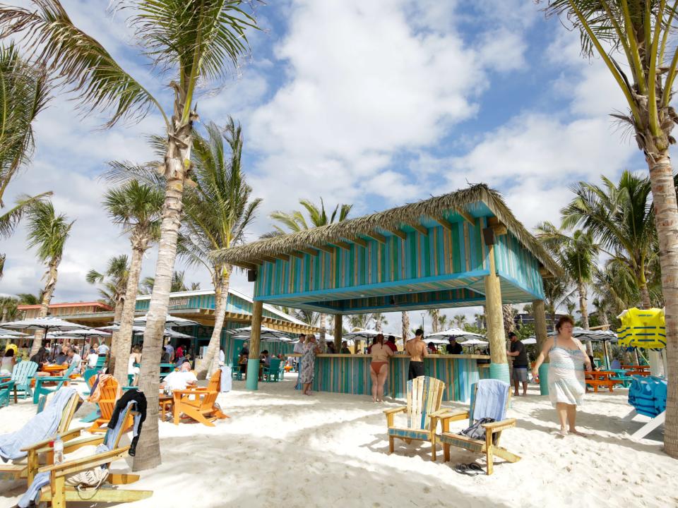 a bar at Royal Caribbean Perfect Day at CocoCay's Hideaway Beach