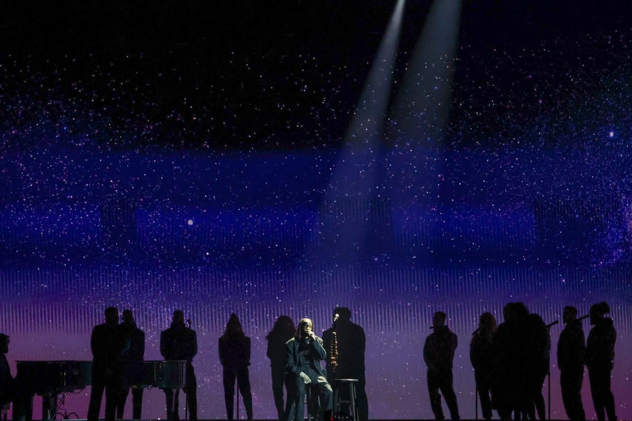 Quavo performs at the 65th Grammy Awards, held at the Crytpo.com Arena.