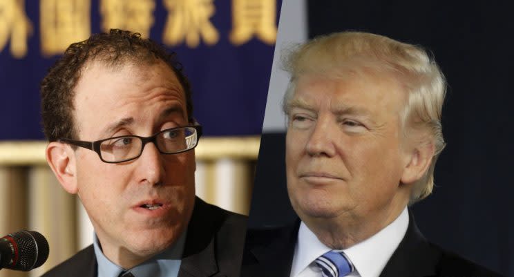 Joel Simon, executive director of the Committee to Protect Journalists (CPJ) and President Donald Trump. (Photos: Yuriko Nakao/Reuters, Yuri Gripas/Reuters)