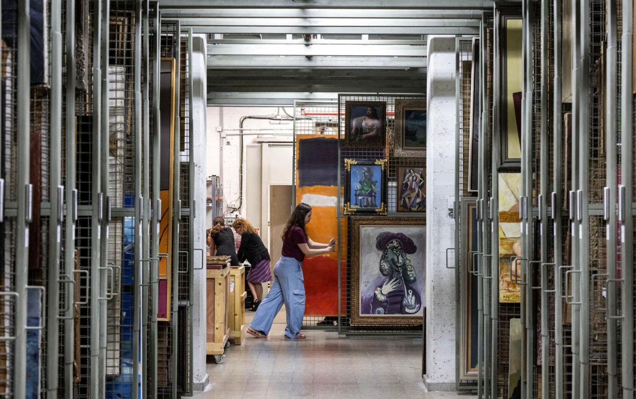 Safely stored artworks in the basement of the Tel Aviv museum