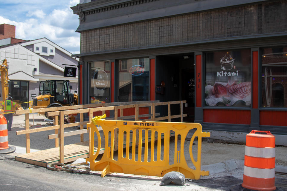 Construction occurring outside of Kitami Yakiniku & Sushi on 731 Main St, in Lafayette, on June 2, 2022.