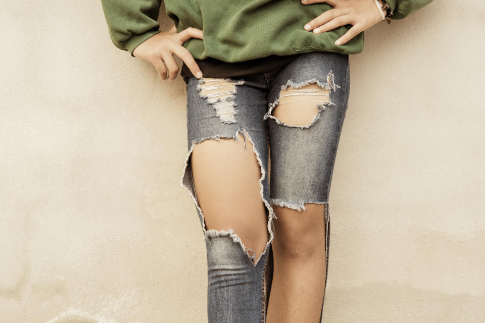 Legs and Jeans Teen and old wall