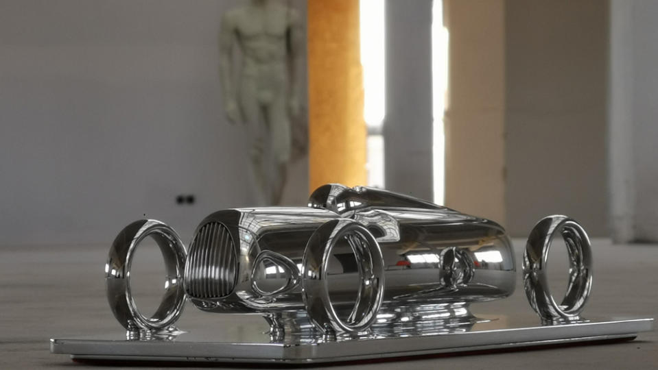 A sculptural tribute to the 1936 Auto Union Type C Racer by artist Michael Etrick.