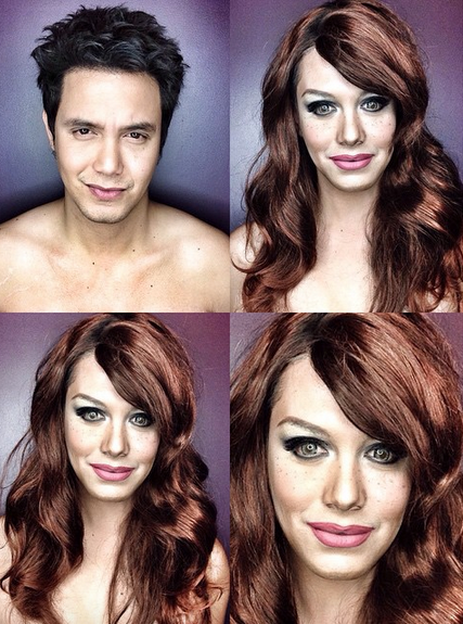 Makeup artist Paolo Ballesteros transforms himself into Emma Stone.