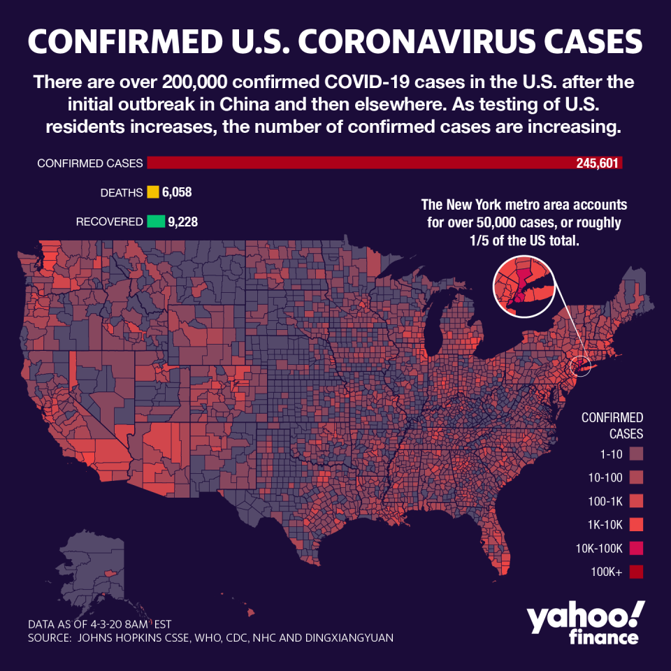 U.S. coronavirus cases. Graphic by David Foster.