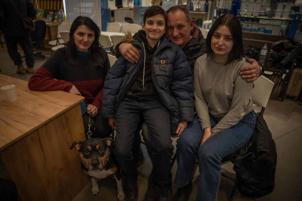 Dasha, 21 (right), and her family say they nearly died when shelling set their makeshift bomb shelter on fire (Bel Trew)