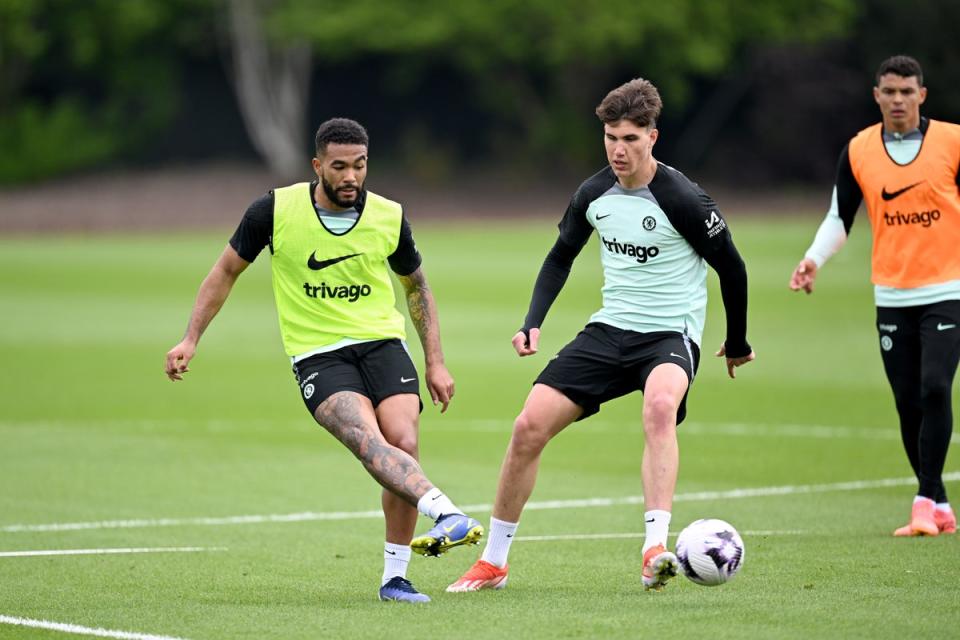 Chelsea captain Reece James returned to partial training at Cobham last week (Chelsea FC via Getty Images)
