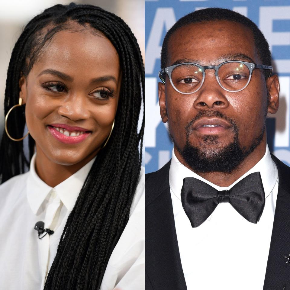 <p>Before Rachel Lindsay was passing out roses as The Bachelorette on the ABC reality show's 13th season, she was a student at The University of Texas. Also at UT Austin during that time was NBA star in the making, Kevin Durant. </p><p>For awhile, rumors circulated that Lindsay and Durant had been romantically entangled during college, but the Bachelorette hastily put a stop to that fantasy on an episode of the <a href="http://art19.com/shows/bachelor-party/episodes/9c6e1d05-7b3c-4df0-83ca-23a9227c7eb3" rel="nofollow noopener" target="_blank" data-ylk="slk:"Bachelor Party" podcast;elm:context_link;itc:0;sec:content-canvas" class="link ">"Bachelor Party" podcast</a>. "I'll put it like this: I know Kevin," Lindsay said. "The way the media played it out, I think they said we were still serious and we were almost engaged. No...I wasn't getting engaged but we've known each other. We've hung out together."</p>