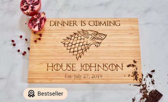 Dinner Is Coming - Custom Stark Engraved Cutting Board