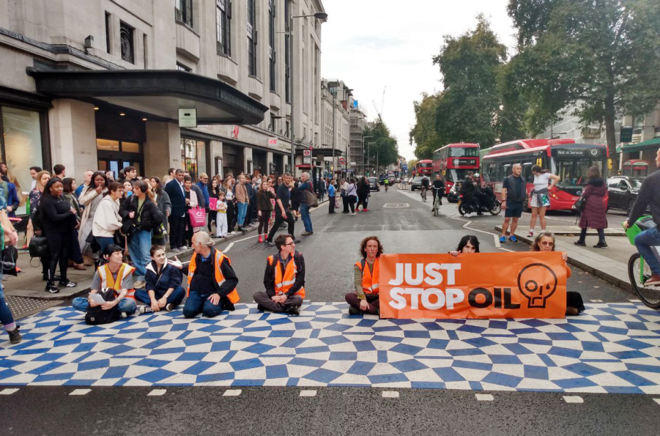 The road blockages follow four weeks of civil resistance by the campaign group (Just Stop Oil)