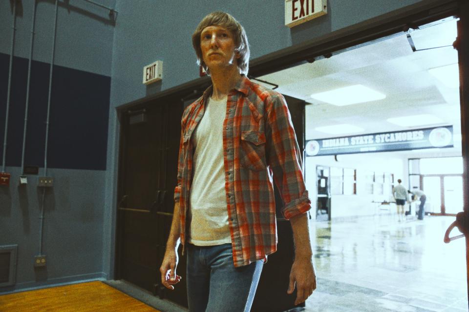 Larry Bird (Sean Patrick Small) makes a memorable entrance in "Winning Time." The Celtics legend looms large in Season 2 of the HBO series centered on the Los Angeles Lakers' dynasty.