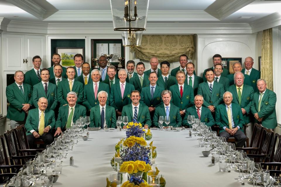 The attendees at the 2023 Champions Dinner at Augusta National Golf Club ahead the Masters Tournament.