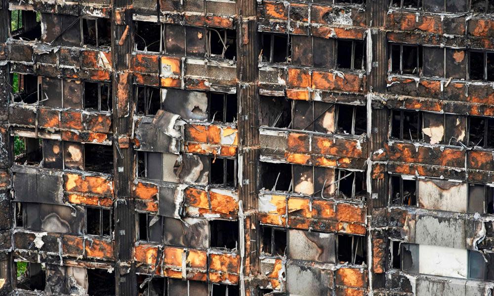Cladding on Grenfell Tower, North Kensington, London, which caught alight in the fire of June 2017. 